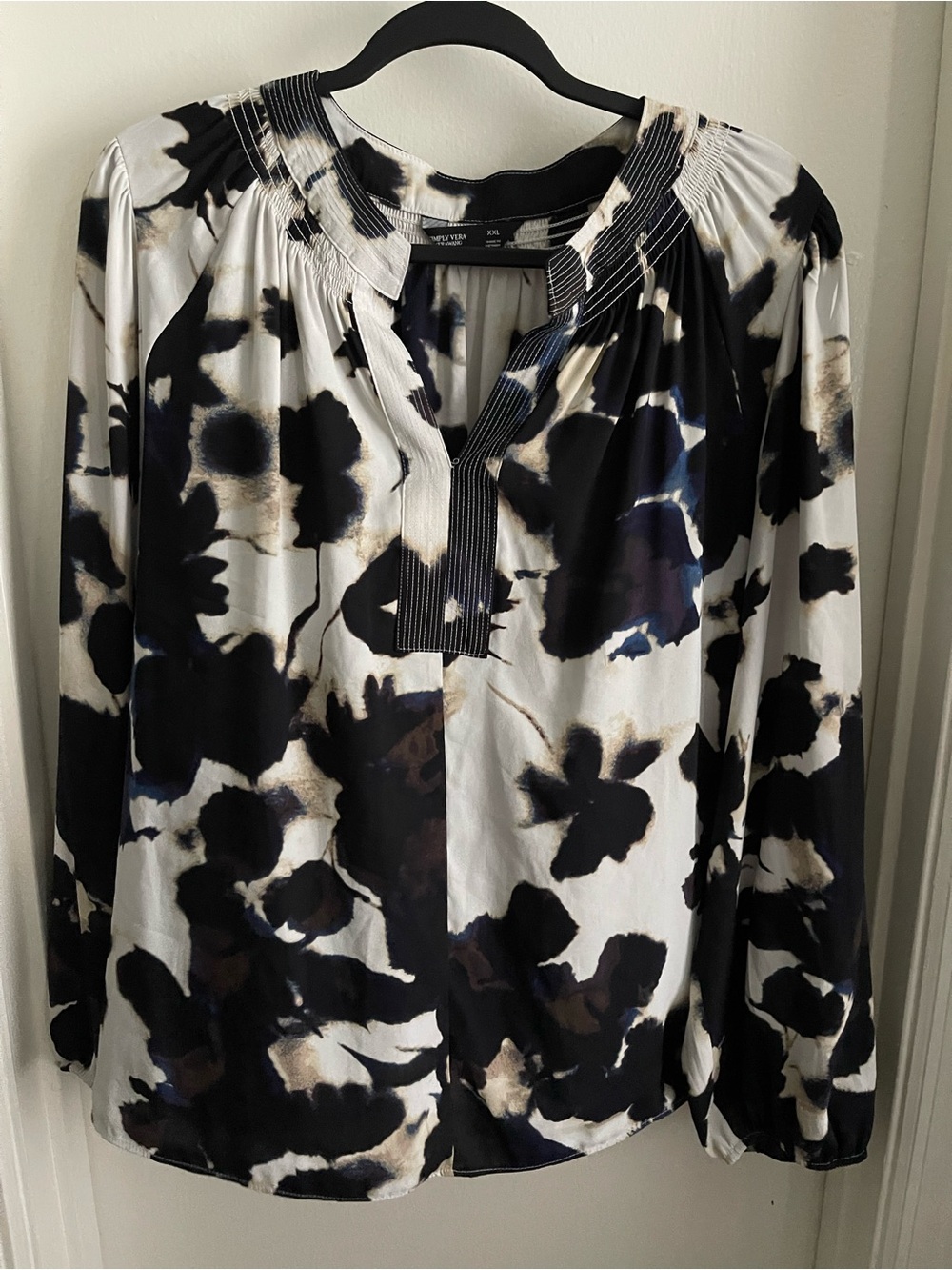 Simply Vera Vera Wang Abstract Floral-Print Long-Sleeve Blouse